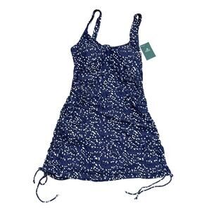 NWT Eomenie Women's Size Medium Blue Floral Swim Dress